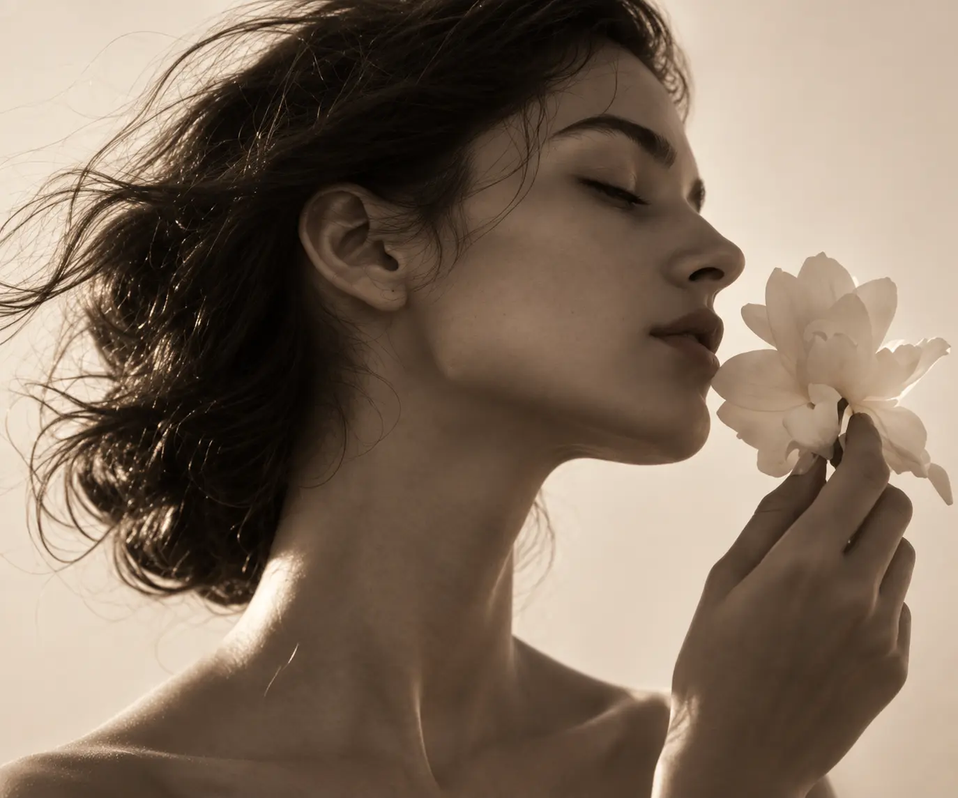 Woman holding a flower