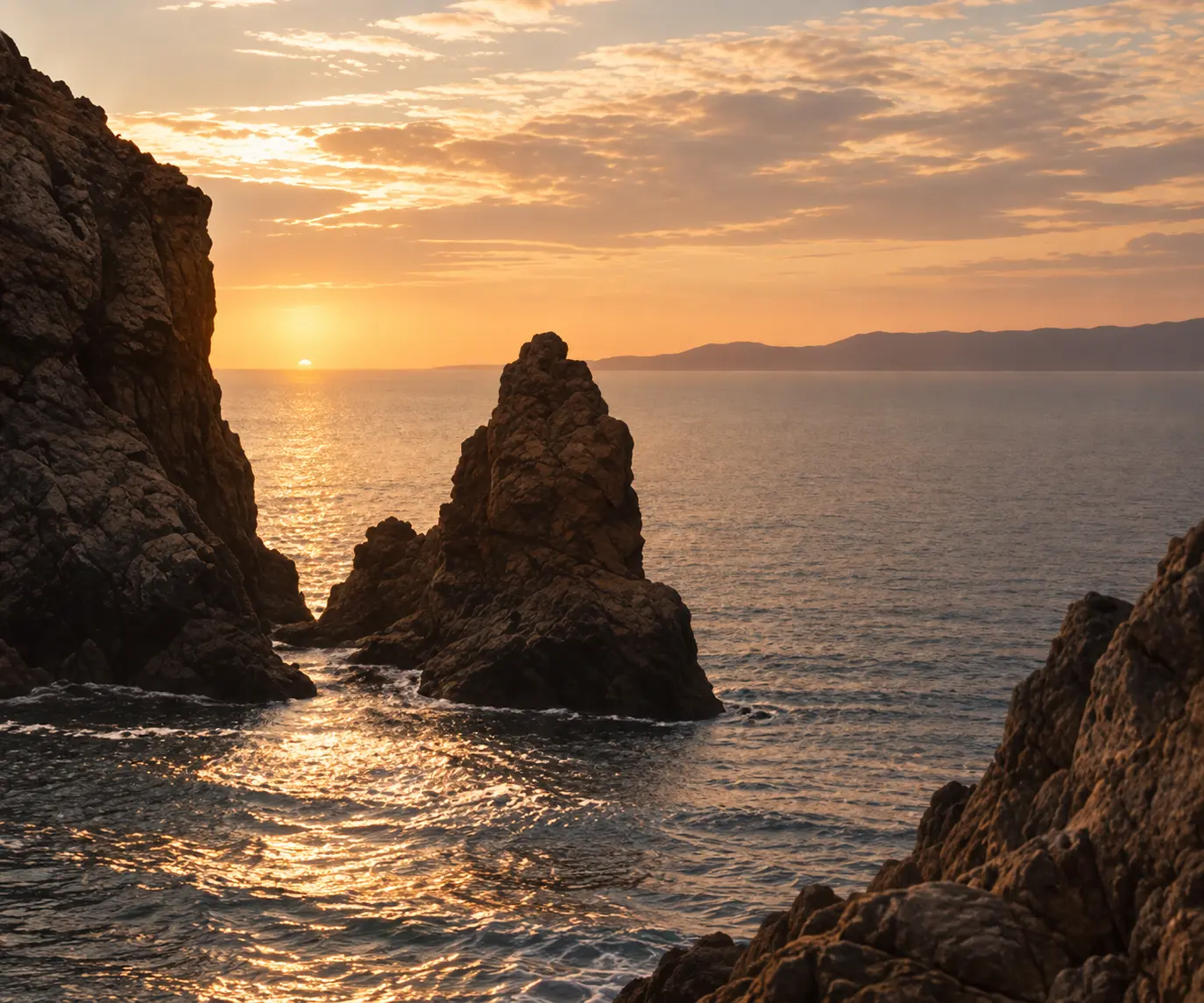 Rocky landscape at sunset